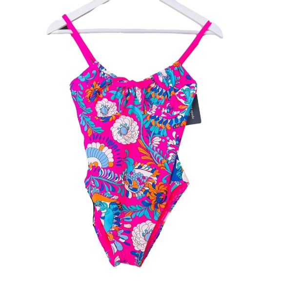 New KATE SPADE Sea Garden One Piece Swimsuit Radiant Pink Floral Print Sz S - Picture 6 of 11